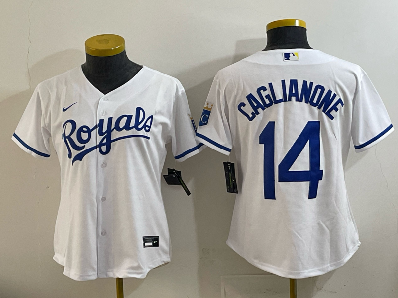 Women Kansas City Royals #14 Caglianone white Nike MLB 2025 jersey 010